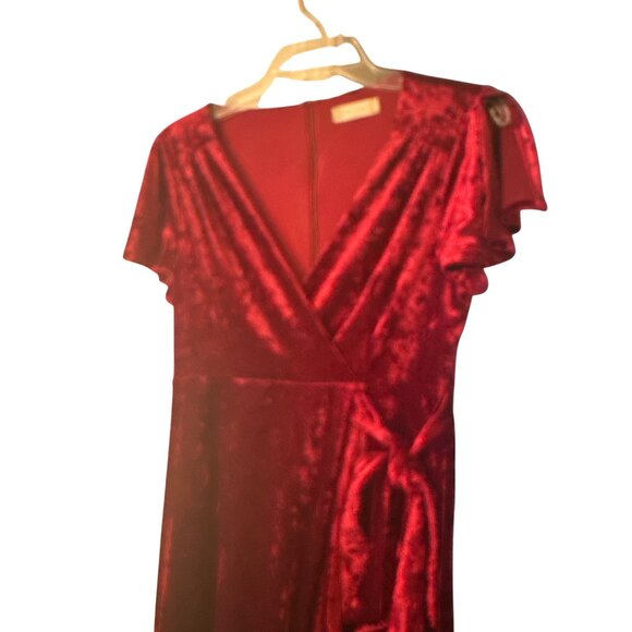 Altr'd State Red Velvet Burnout Wrap Dress Size M Holiday Party Whimsygoth Goth - Picture 3 of 6